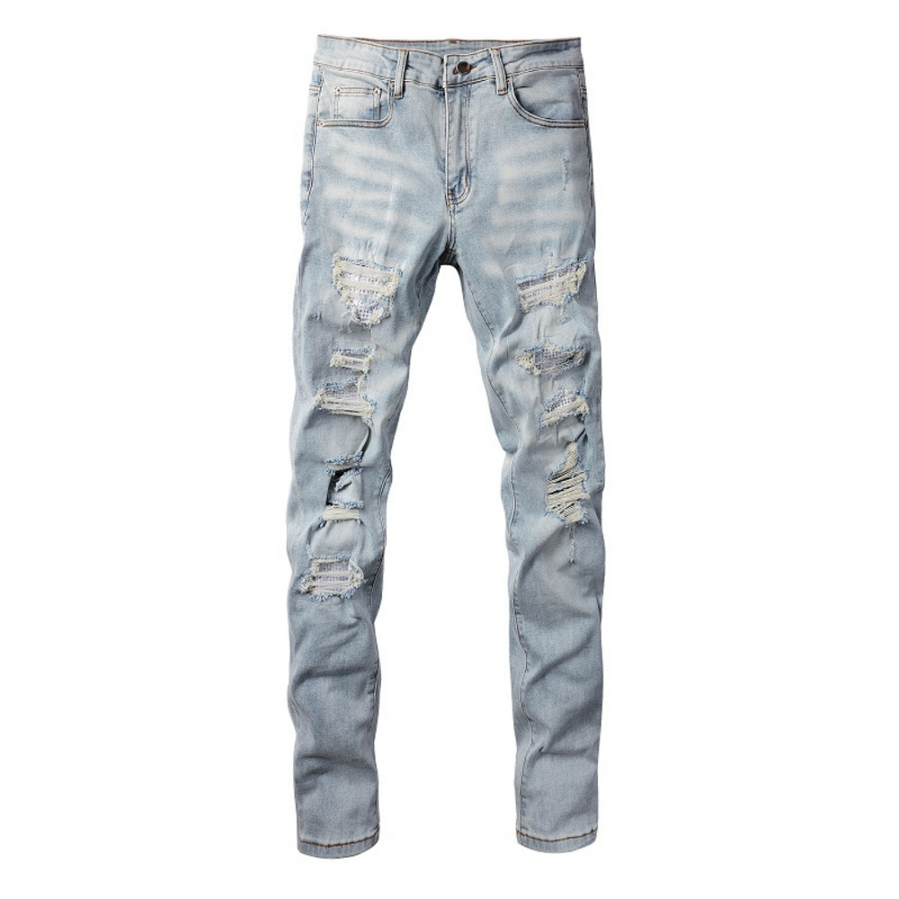 Amr Light Blue Patch Jeans