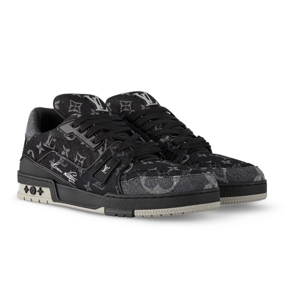 Monogram Black Grey Denim Trainer