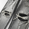 Amr Patch Ripped Grey Jeans